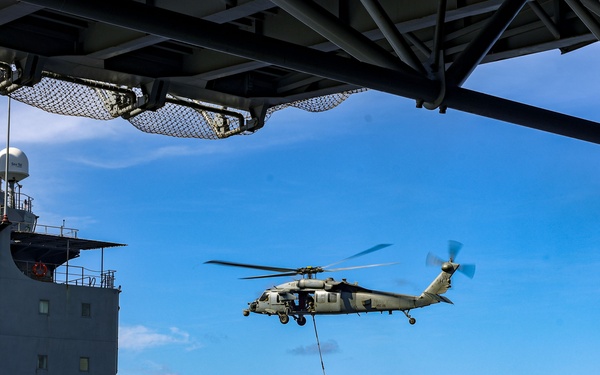 USS Iwo Jima Conducts Replinishment at Sea