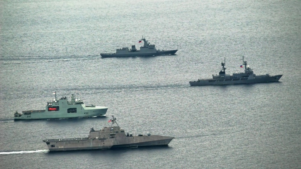 U.S. Navy, Philippine Navy, Japanese Maritime Self-Defense Force, and Royal Canadian Navy sail in formation