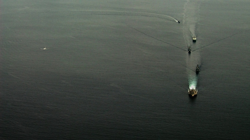U.S. Navy, Philippine Navy, Japanese Maritime Self-Defense Force, and Royal Canadian Navy sail in formation