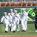 Sailors are recognized during the Minnesota Twins' Armed Forces Appreciation Day