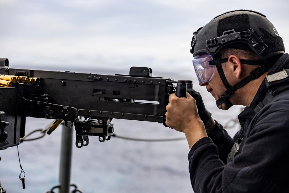 USS Gerald R. Ford (CVN 78) Sailor Conducts a Live-Fire Gunnery Exercise USS Gerald R. Ford (CVN 78) Sailor Conducts a Live-Fire Gunnery Exercise