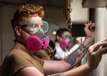 George Washington Sailors Conduct Paint Preparation