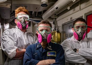 George Washington Sailors Conduct Paint Preparation