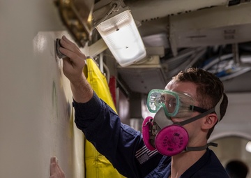 George Washington Sailors Conduct Paint Preparation