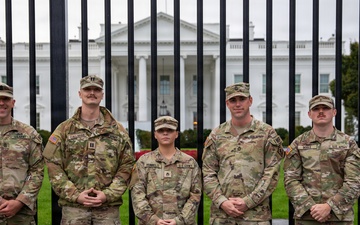 Mississippi National Guard Soldiers pose after a promotion ceremony in front of the White House