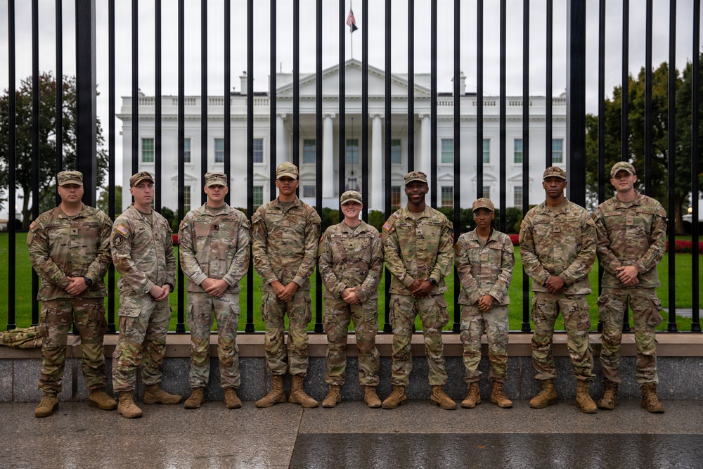 Mississippi National Guard Troops pose after a promotion ceremony in front of the White House