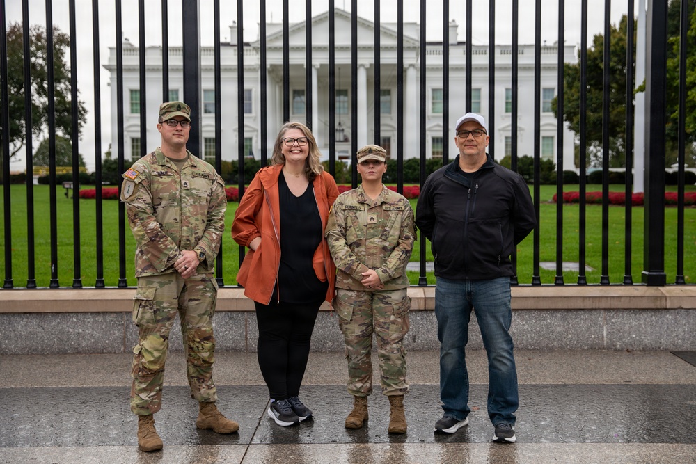 Mississippi National Guard Soldiers take a photo after promotion ceremony in front of the White House