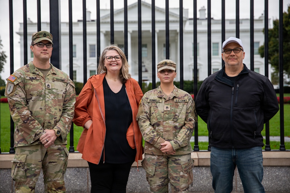 Mississippi National Guard Soldiers take a photo after promotion ceremony in front of the White House