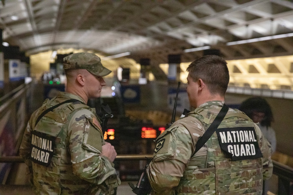 National Guard soldiers patrol Farragut Station