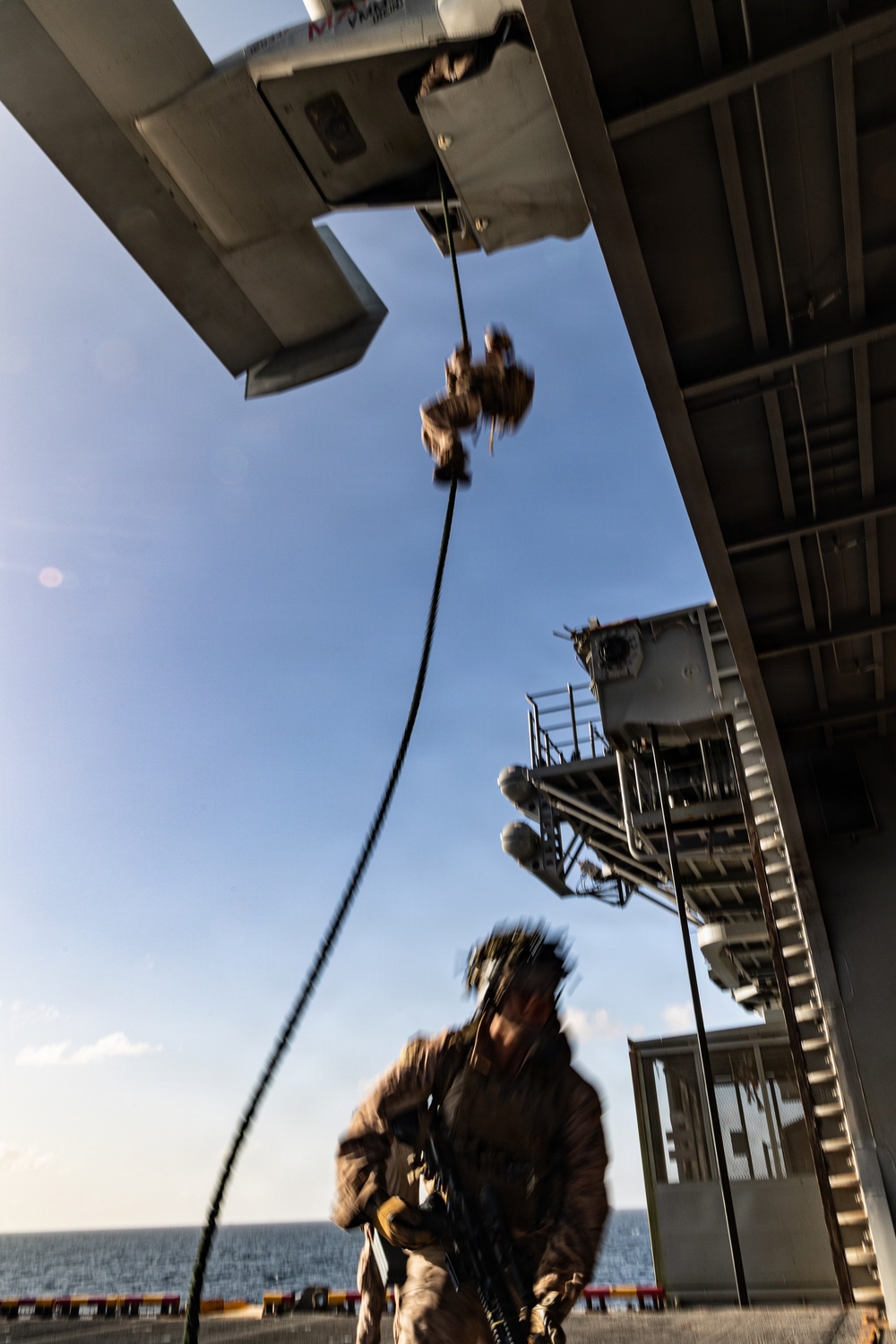 22nd MEU(SOC) | BLT Fast Rope Sustainment Training on USS Iwo Jima