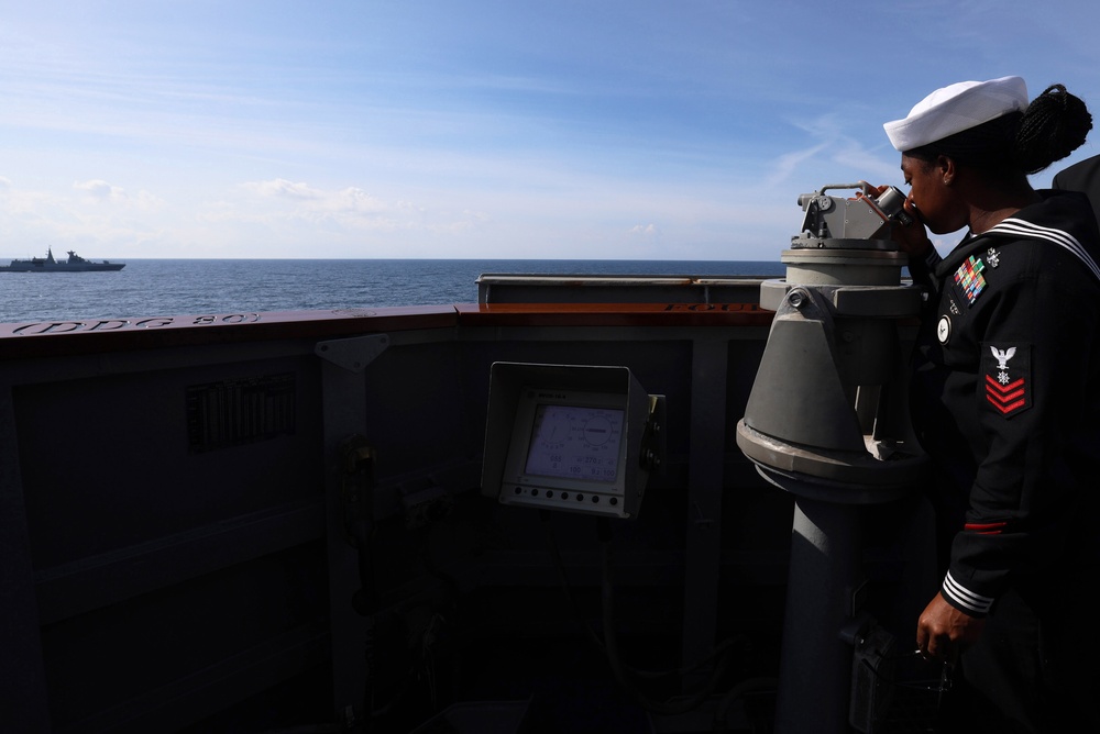 USS Roosevelt (DDG 80) and Algerian Navy Conduct PASSEX in the Mediterranean Sea