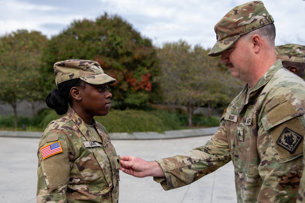 A Mississippi Army National Guard Soldier gets promoted in Washington, D.C.