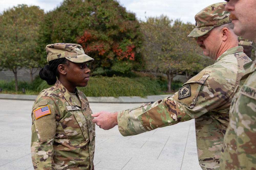 A Mississippi Army National Guard Soldier gets promoted in Washington, D.C.