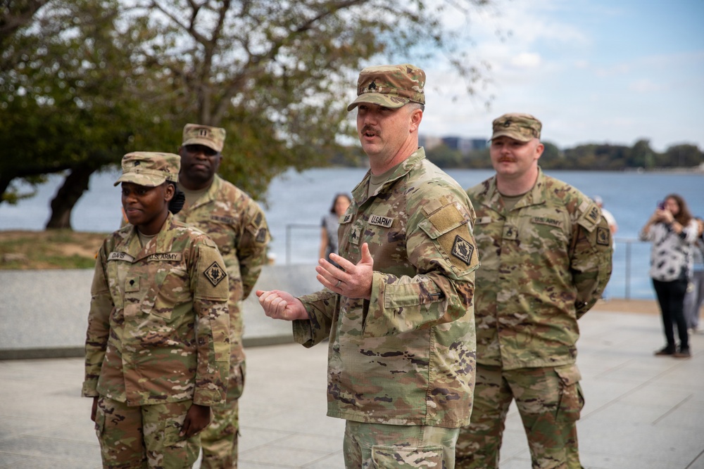 Mississippi National Guard Soldiers conduct a promotion ceremony in Washington, D.C.