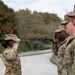 A Mississippi National Guard Soldier gets promoted in front of the Martin Luther King, Jr. Memorial