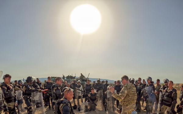 KFOR’s U.S. Army Infantry contingent performs crowd riot control lanes