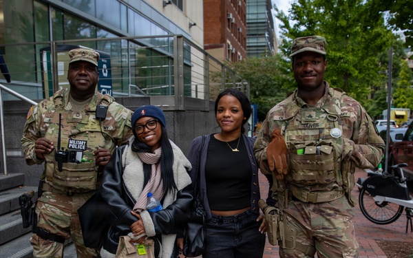 Mississippi National Guard Soldiers take photos with members of the public in Washington, D.C.