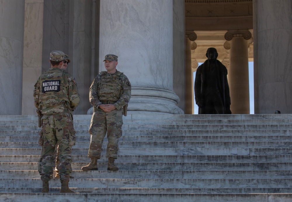 Georgia National Guard Soldiers patrol Tidal Basin In Washington D.C.