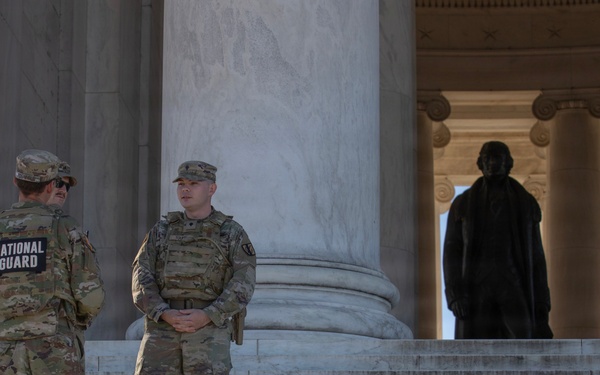 Georgia National Guard Soldiers patrol Tidal Basin In Washington D.C.