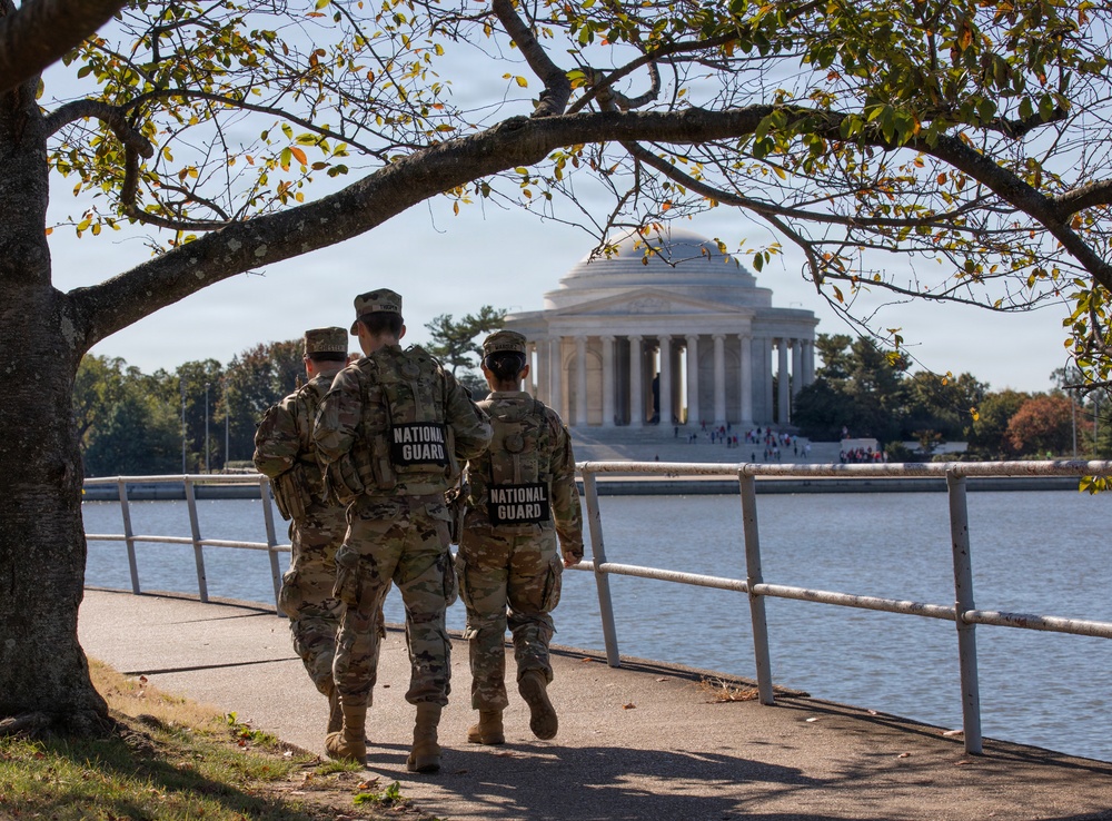 Georgia National Guard Soldiers patrol Tidal Basin in Washington D.C.