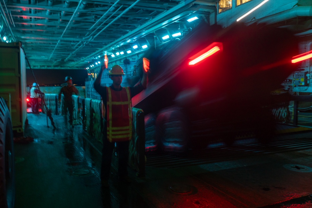 U.S. Marines conduct night ACV operations on USS Portland (LPD 27)