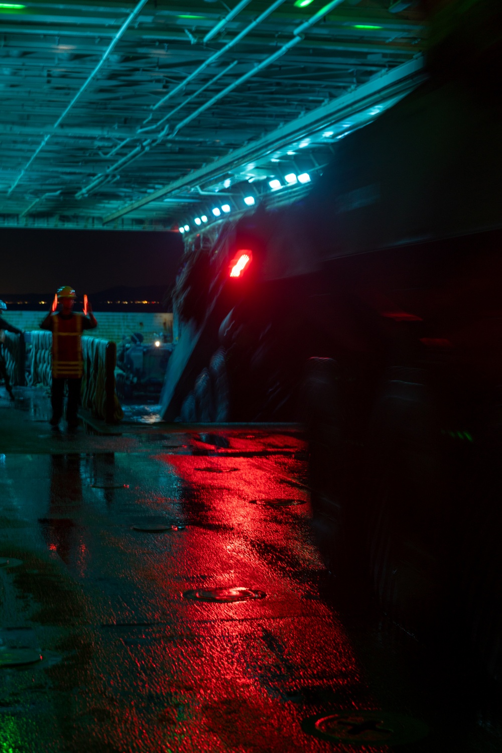 U.S. Marines conduct night ACV operations on USS Portland (LPD 27)