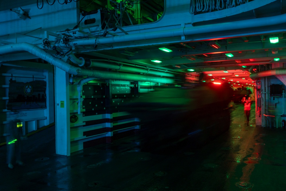 U.S. Marines conduct night ACV operations on USS Portland (LPD 27)