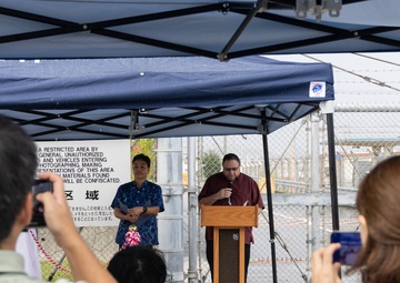 The family of MOH recipient Pvt Dale Hansen visits Camp Hansen