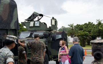 The family of MOH recipient Pvt Dale Hansen visits Camp Hansen