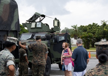 The family of MOH recipient Pvt Dale Hansen visits Camp Hansen