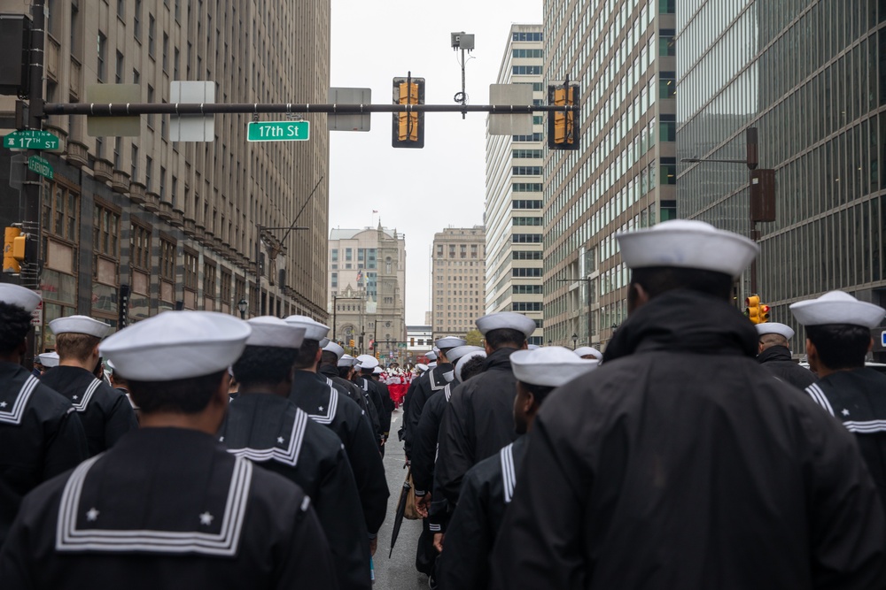 USS Arlington Marches in Navy 250 Parade