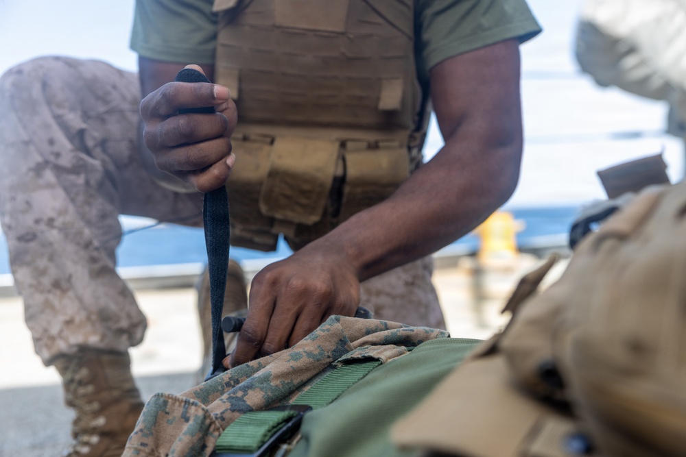 22nd MEU(SOC) | Marines Conduct Trauma Lane Aboard San Antonio