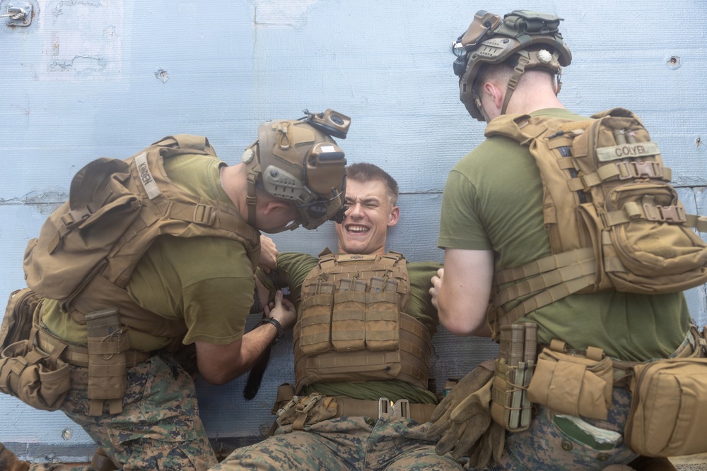 22nd MEU(SOC) | Marines Conduct Trauma Lane Aboard San Antonio