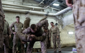 22nd MEU(SOC) | Marines Conduct MCMAP Aboard San Antonio