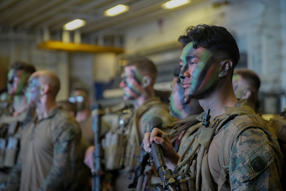 Marines and Sailors prepare to execute the Marine Corps 250th Birthday Amphibious Capabilities Demonstration
