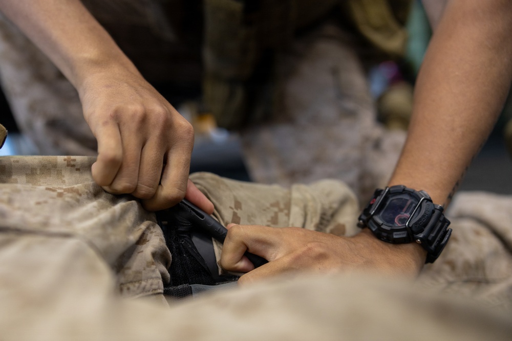 22nd MEU(SOC) | Marines Conduct Combat Life Saver Training Aboard San Antonio