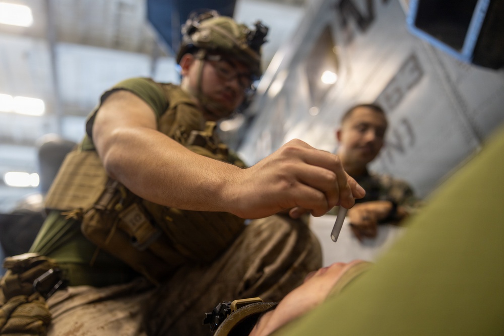22nd MEU(SOC) | Marines Conduct Combat Life Saver Training Aboard San Antonio