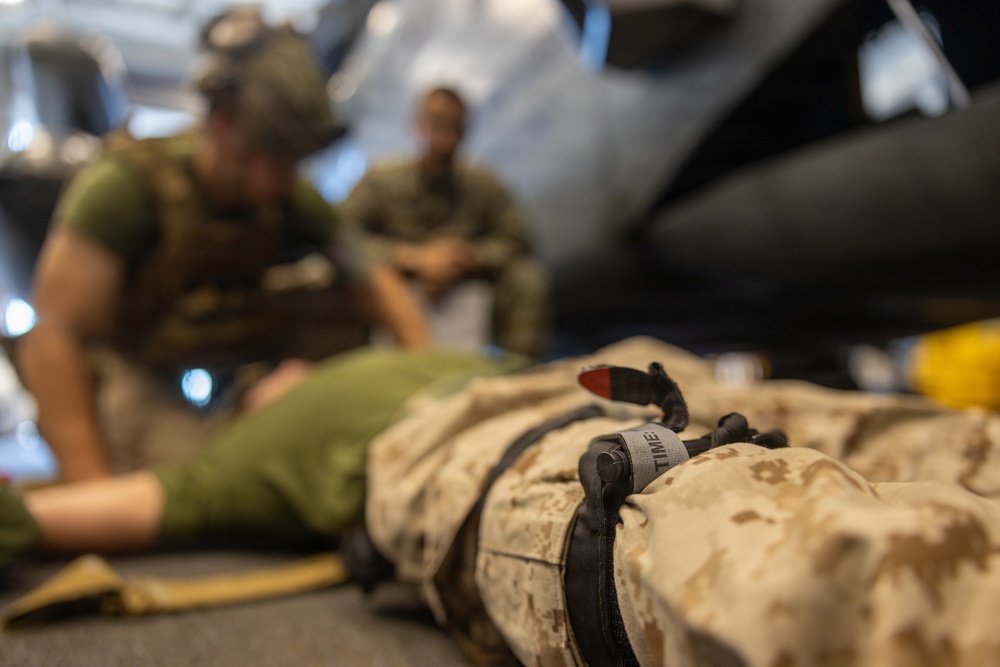 22nd MEU(SOC) | Marines Conduct Combat Life Saver Training Aboard San Antonio