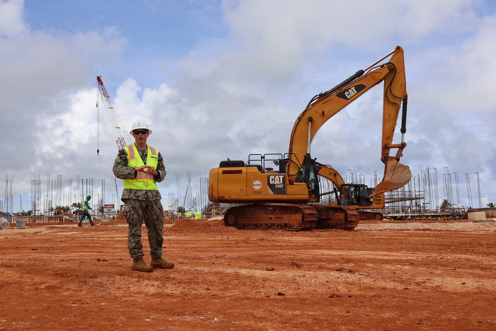A Civil Engineering Corps Officer Oversees Site Grading
