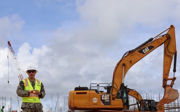 A Civil Engineering Corps Officer Oversees Site Grading