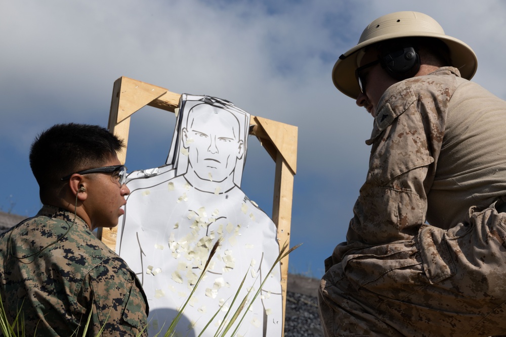 Okinawa Marines Participate in a Combat Marksmanship Coach Course Pistol Range