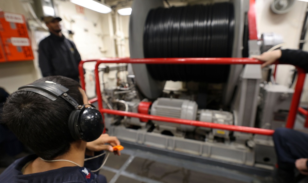 USS Roosevelt (DDG 80) Conducts Sonar Tow Cable Evolution and Training