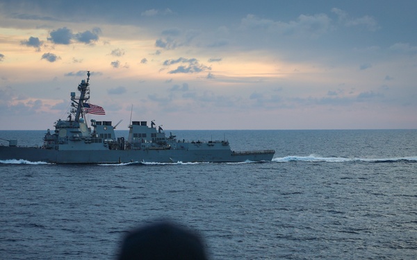 USS Paul Ignatius (DDG 117) conducts a passing exercise with the USS Roosevelt (DDG 80)