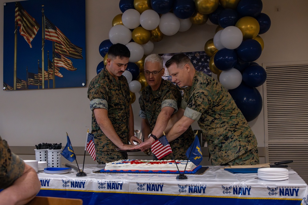 CBIRF participates in a cake cutting ceremony for the Navy’s 250th Birthday