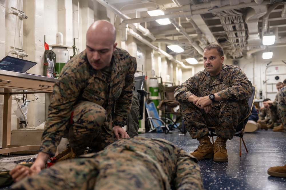 22nd MEU(SOC) | CLB 26 Marines Conduct TCCC Training Aboard San Antonio 22nd MEU(SOC) | CLB 26 Marines Conduct TCCC Training Aboard San Antonio