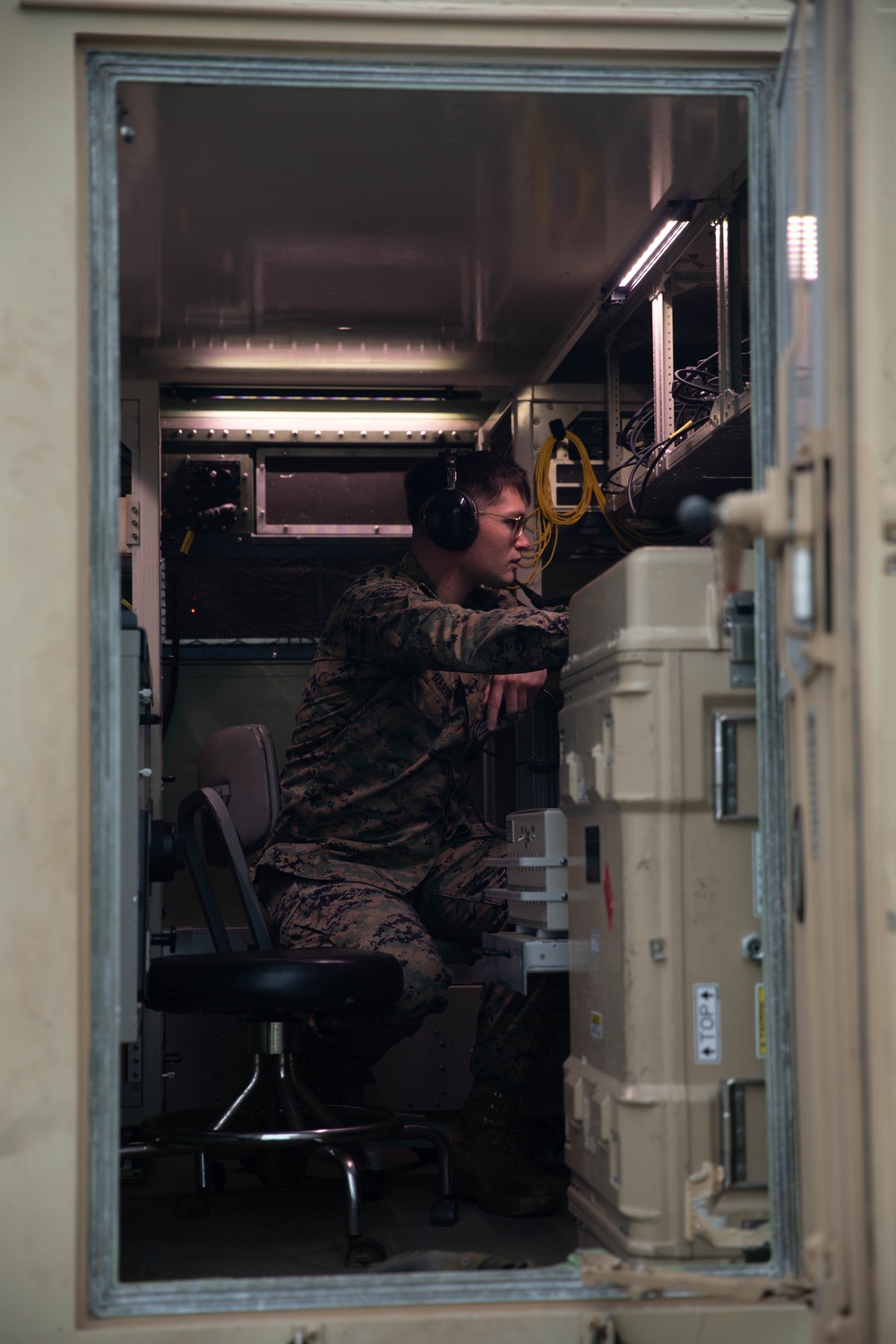 U.S. Marines at MCAS Iwakuni maintain a Mobile Communications Air Command and Control System station during exercise Active Shield 2026 U.S. Marines at MCAS Iwakuni maintain a Mobile Communications Air Command and Control System station during exercise Active Shield 2026