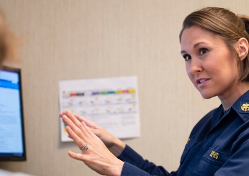 Lt. Amber Martz conducts a medical history interview