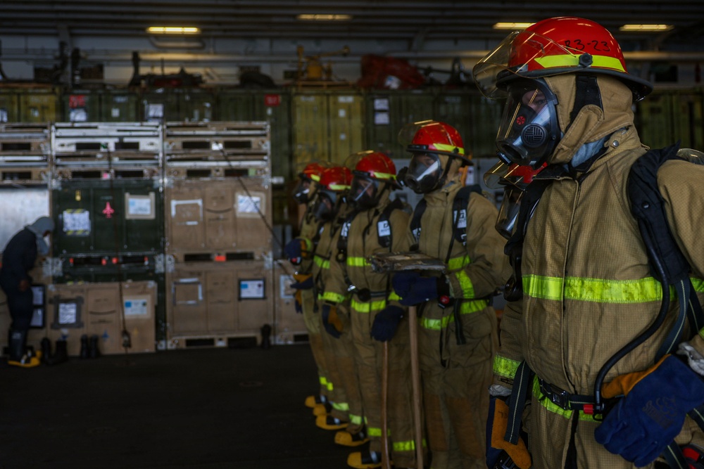 USS Iwo Jima Conducts Damage Control Drill