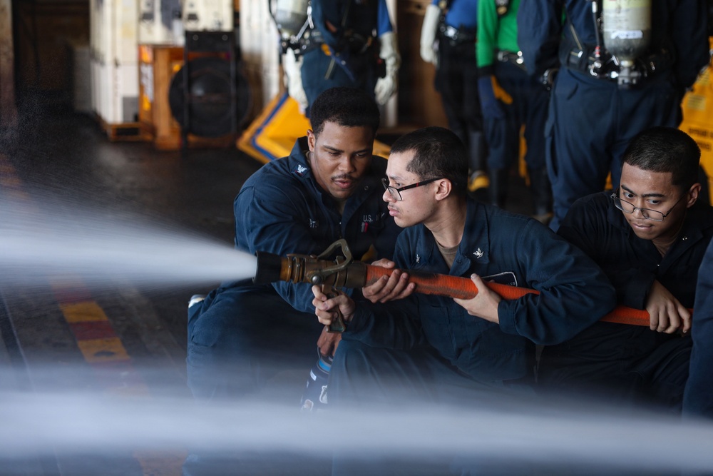 USS Iwo Jima Conducts Damage Control Drill