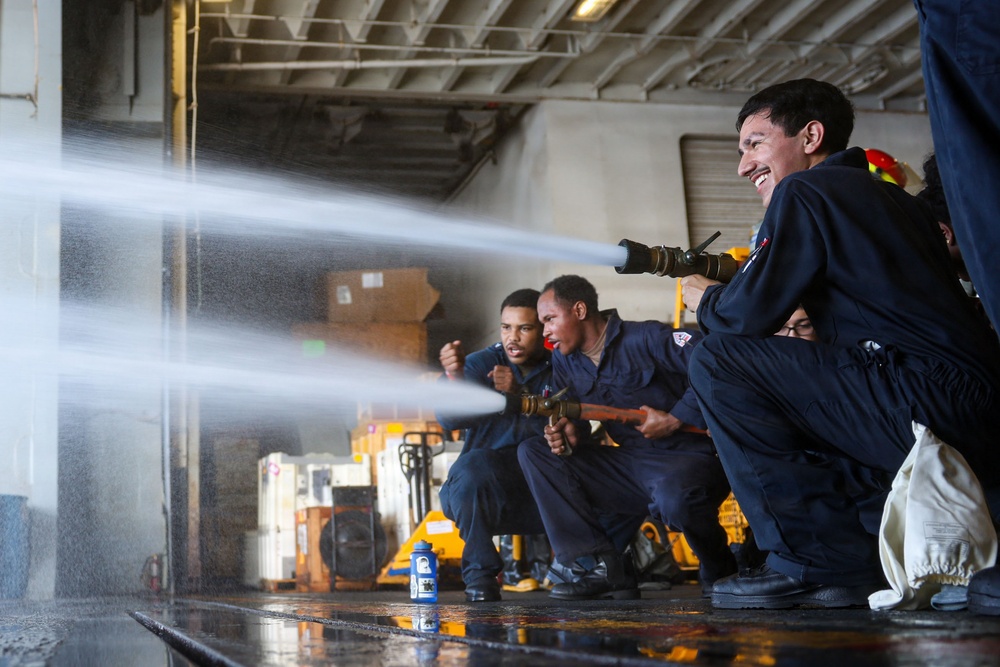 USS Iwo Jima Conducts Damage Control Drill